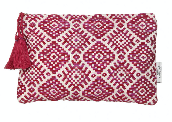 Wine and cream woven pouch