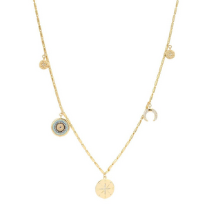 5 Charm Necklace - Gold