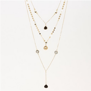 Triple chain necklace - Black and Gold