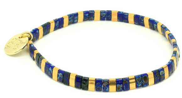 Glass Tile Bracelet. - Blue