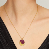 Agate, tassel and disc necklace - Gold