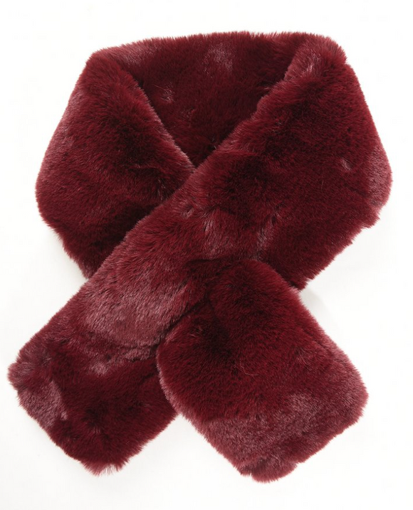 Short faux fur scarf - Berry