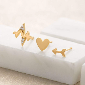 Heartbeat Single Stud earrings - Gold