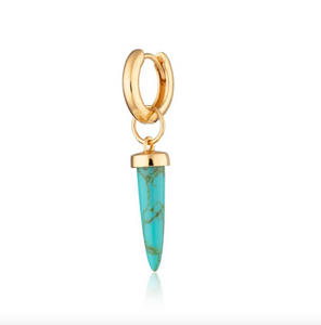 Turquoise spike huggie (single earring)