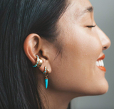 Turquoise spike huggie (single earring)