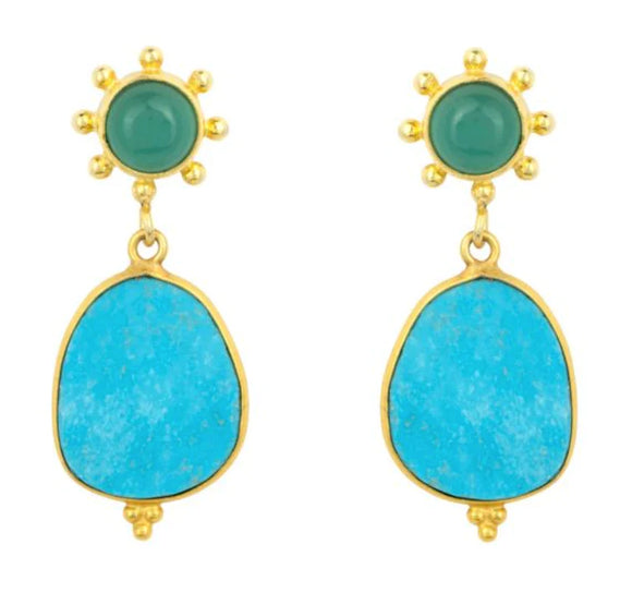 Turquoise and Green drop Earrings