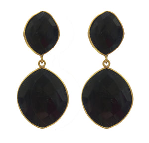 Boucles d'oreilles doubles en onyx noir