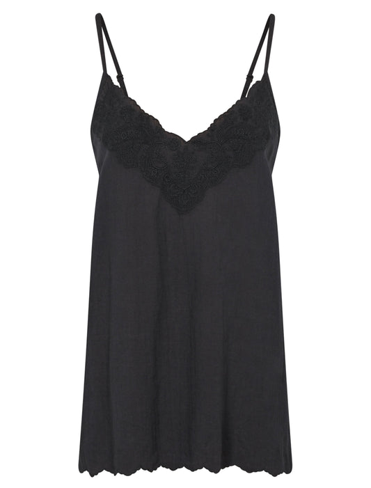 Embroidered dark slate cotton Cami