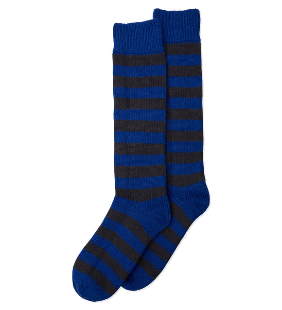 Long Striped Cashmere Socks - Blue