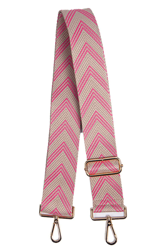 Neon Pink Chevron bag strap