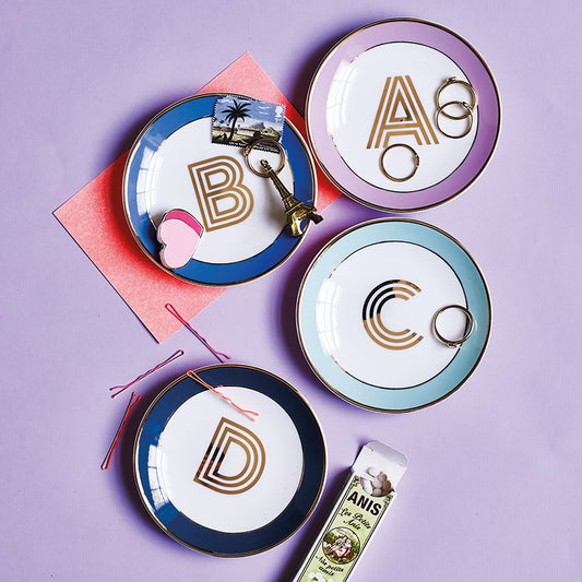 Trinket Dish with Gold Letter