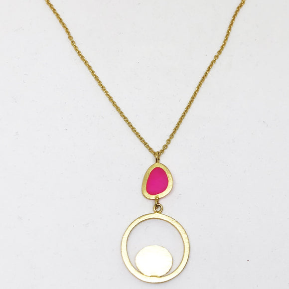 Pink enamel necklace