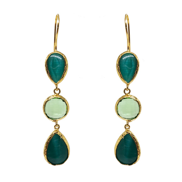 Three-tone Green triple earrings