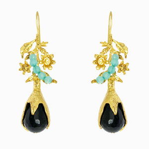 Boucles d'oreilles Lea - Noir et Turquoise