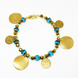 Glass bead and disc Bracelet
