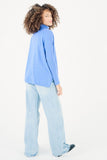 Wide fit polo neck cashmere jumper  - Denim