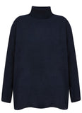 Wide fit polo neck cashmere jumper  - Navy