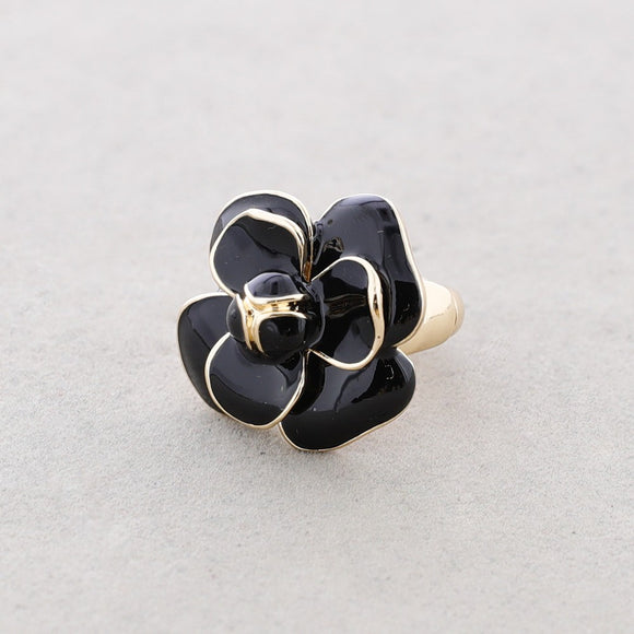 Bague Fleur Chunky - Noir