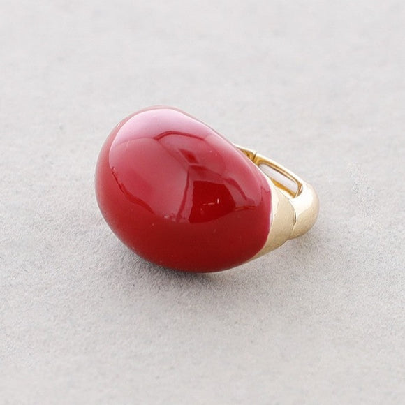 Semi Chunky Enamel Ring - Red