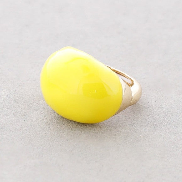 Semi Chunky Enamel Ring - Yellow