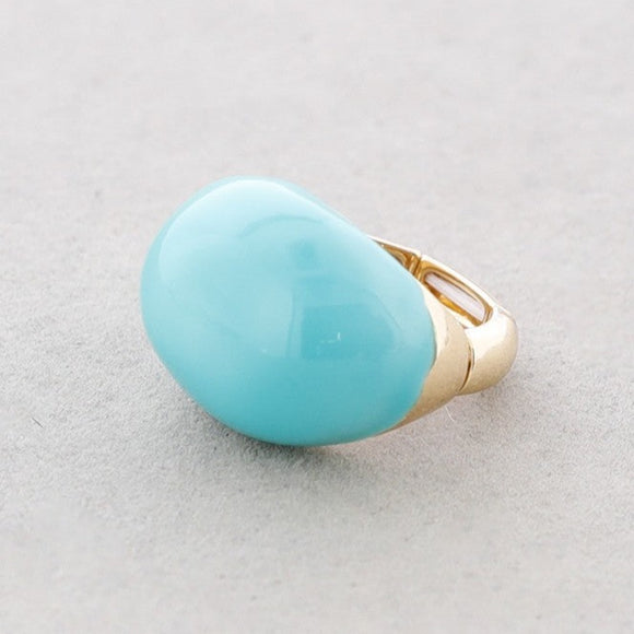 Semi Chunky Enamel Ring - Turquoise