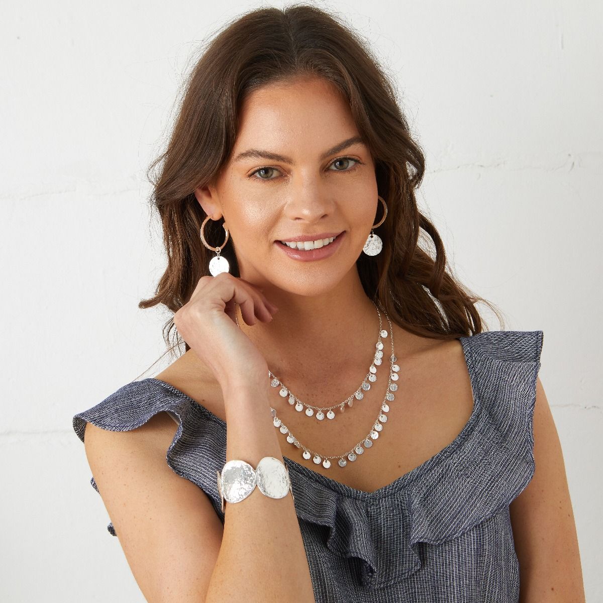 Collar de monedas de dos hileras - Plata 