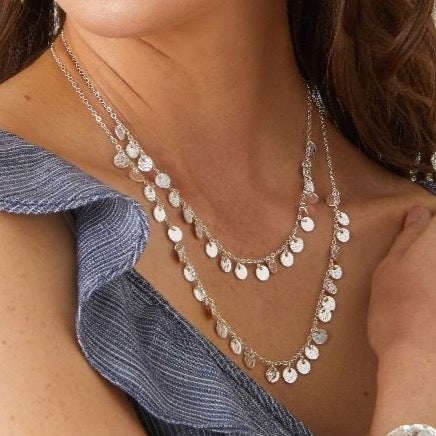 Collar de monedas de dos hileras - Plata 