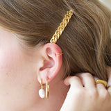 Gold Brushed Bar Hoop earrings