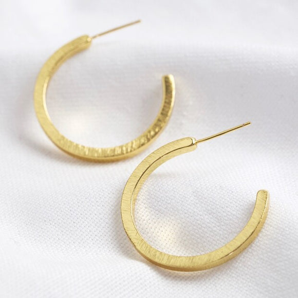 Gold Brushed Bar Hoop earrings