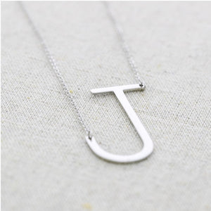 Big Initial Necklaces - Silver - J