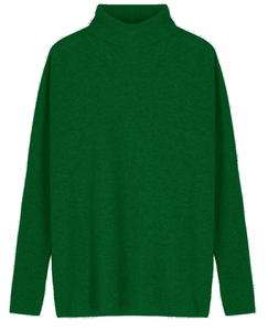 Wide fit polo neck cashmere jumper  - Green