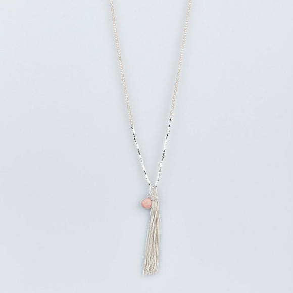 Long two tone beaded necklace