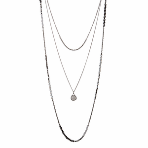 Collier triple chaîne - Argent et Noir