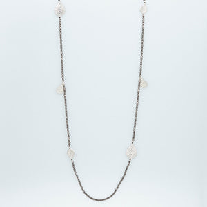 Filigree & glass bead necklace - Grey and Silver