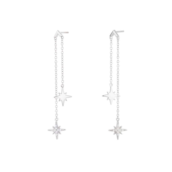 Double drop starburst earrings - Silver