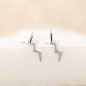 Tiny lightning bolt studs - Silver