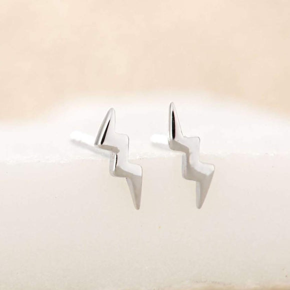 Tiny lightning bolt studs - Silver