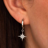 Silver starburst Hoop earrings