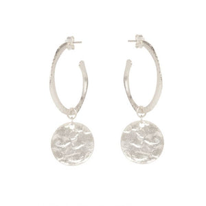 Coin Hoop Earring - Silver