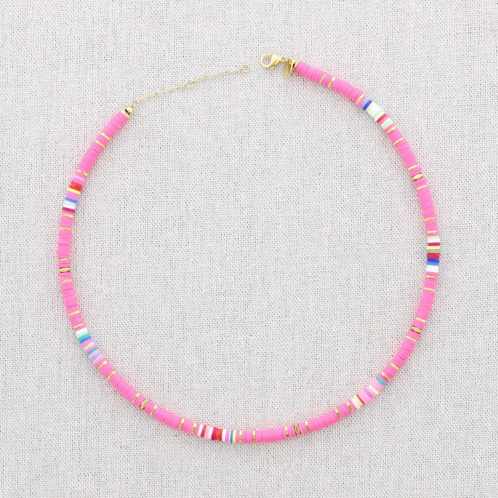 Collar/pulsera de cuentas brillantes - rosa