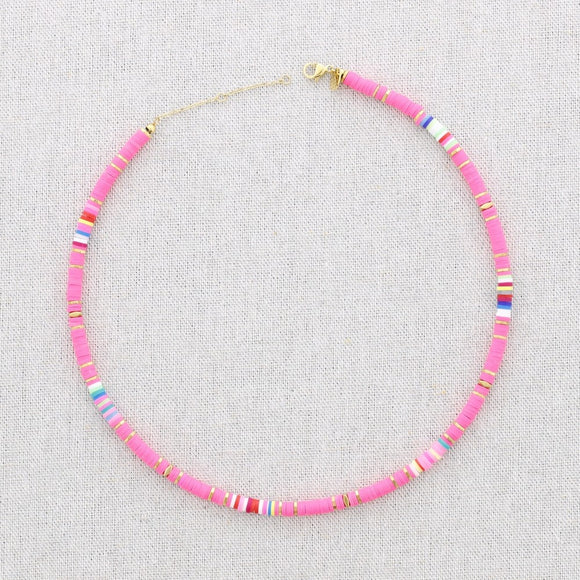 Bright Bead Necklace/Bracelet - Pink