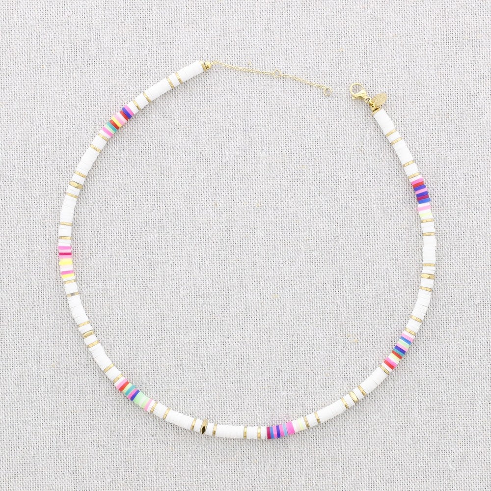 Collar/pulsera de cuentas brillantes - Blanco