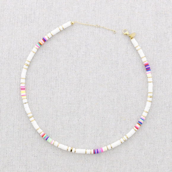 Bright Bead Necklace/Bracelet - White