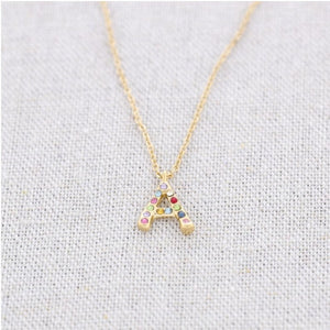 Crystal Initial Necklaces - Gold