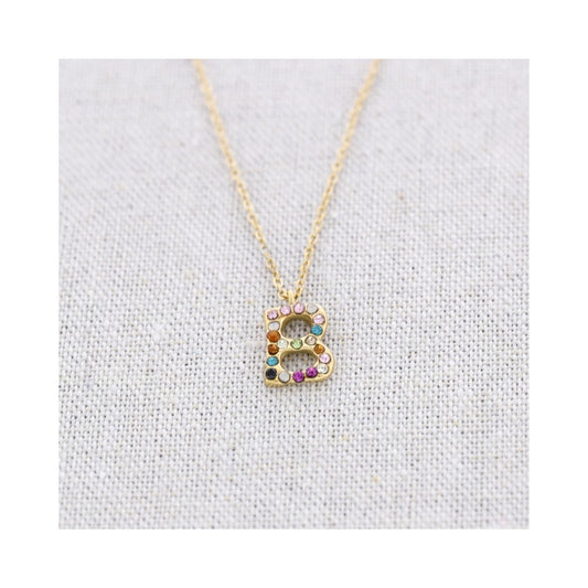 Crystal Initial Necklaces - Gold