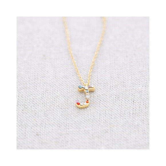 Jewelled Initial Necklace - J