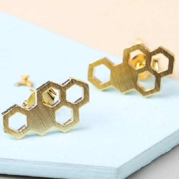 Gold Honeycomb earrings