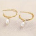 Pearl drop hoop Earrings - June birthstone