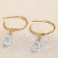 Aquamarine drop hoop Earrings - March birthstone
