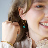 Citrine drop hoop Earrings - November birthstone